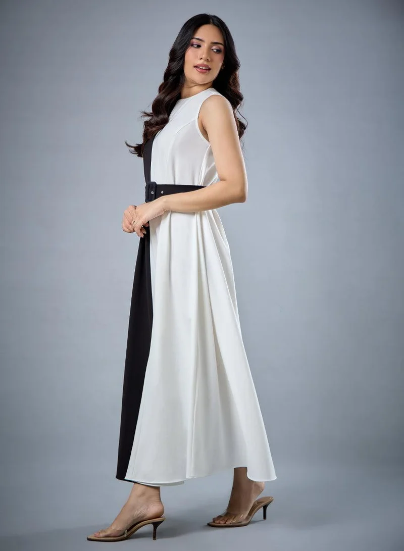 Zigzag  Two Tone Formal Dress for Women | Best Price UAE